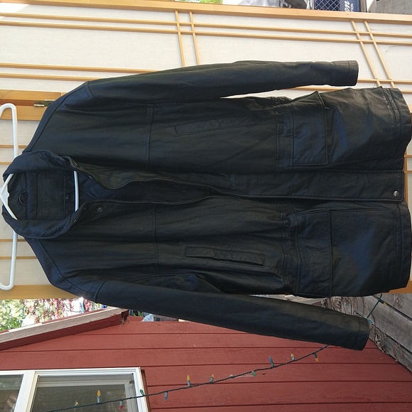 Trader Bay Jackets & Coats Trader Bay Black Thigh Length Leather